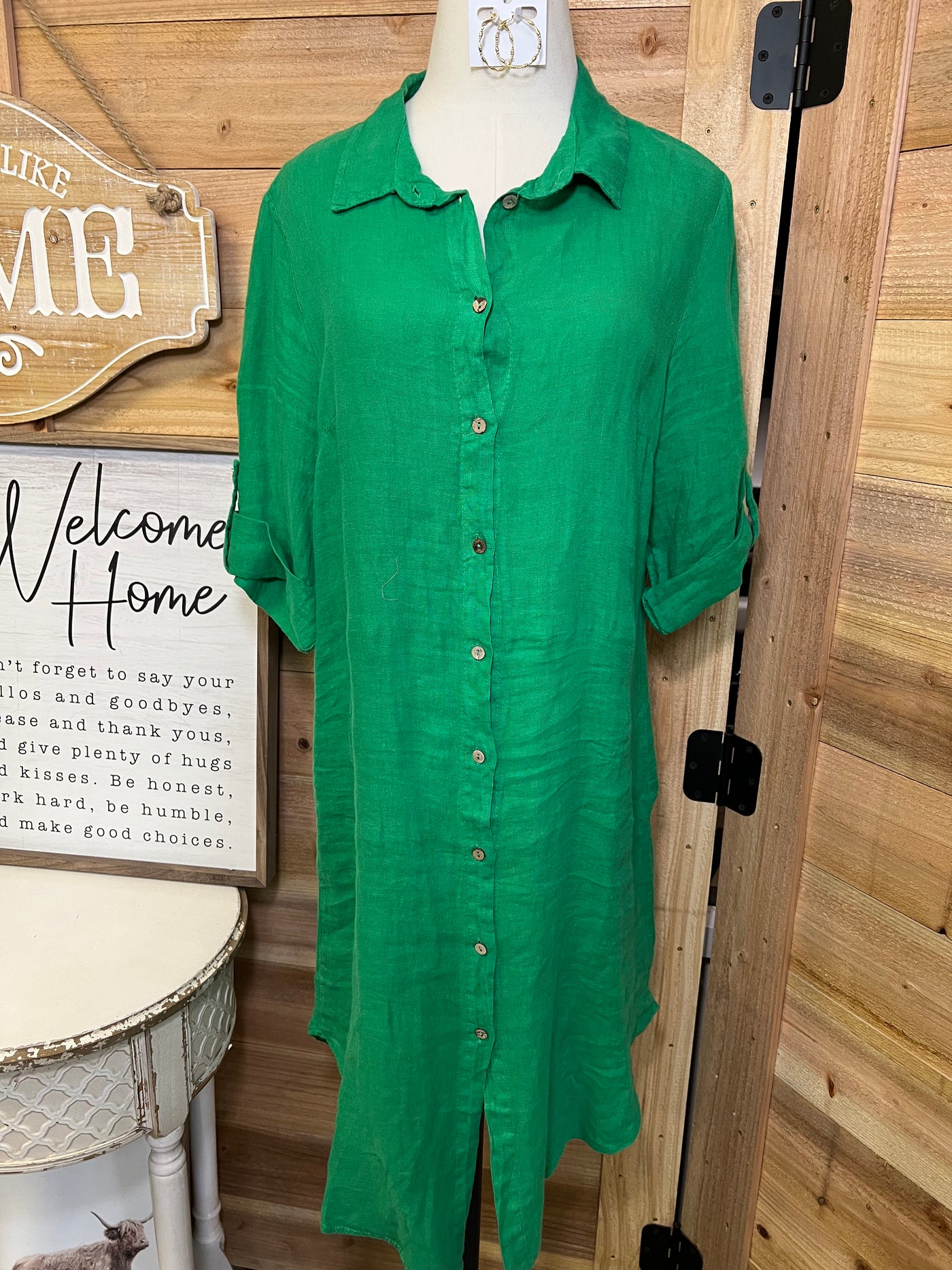 Shaylee Linen Dress - Green