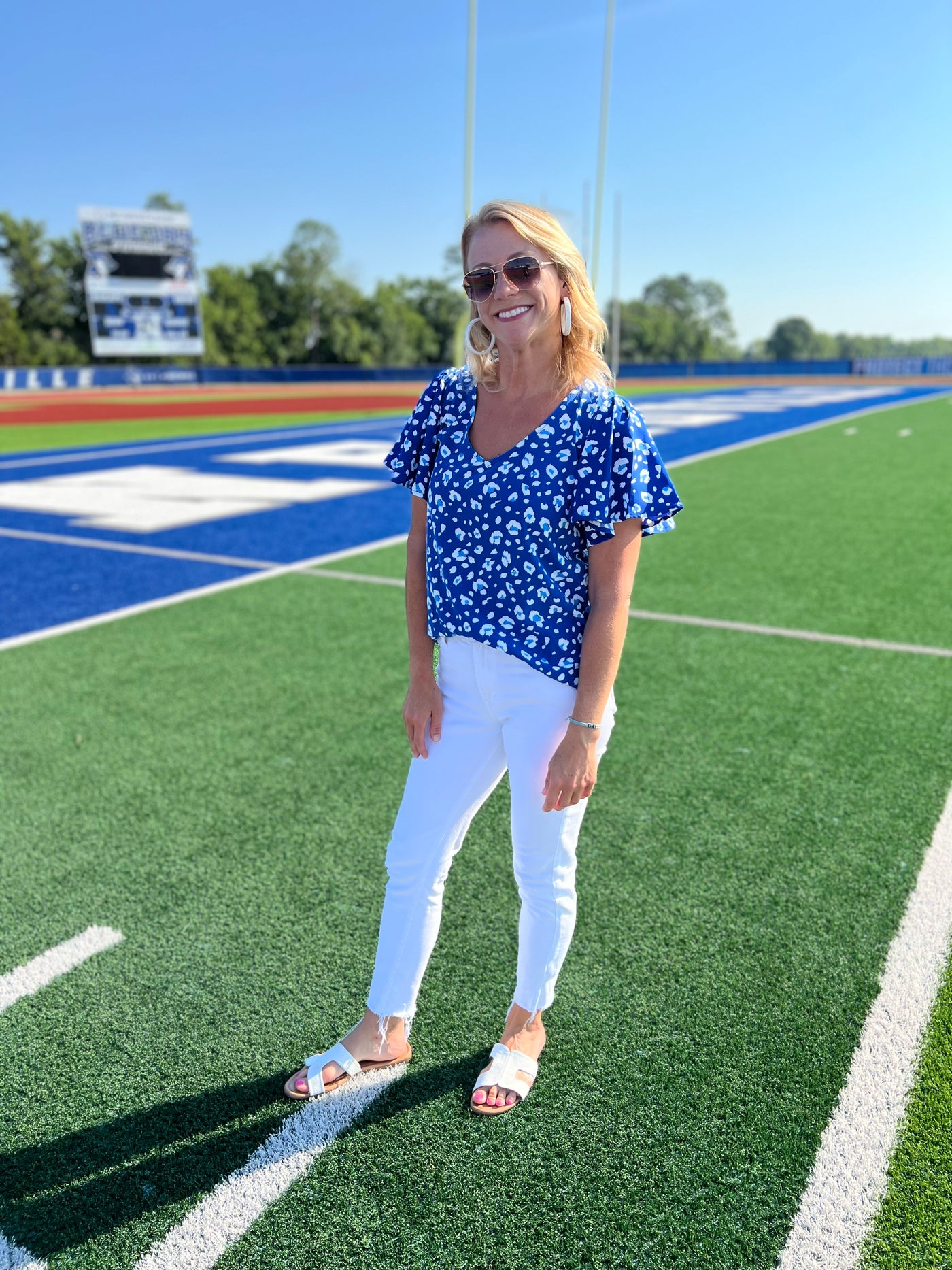 Paisley Top Party Animal Blue + White