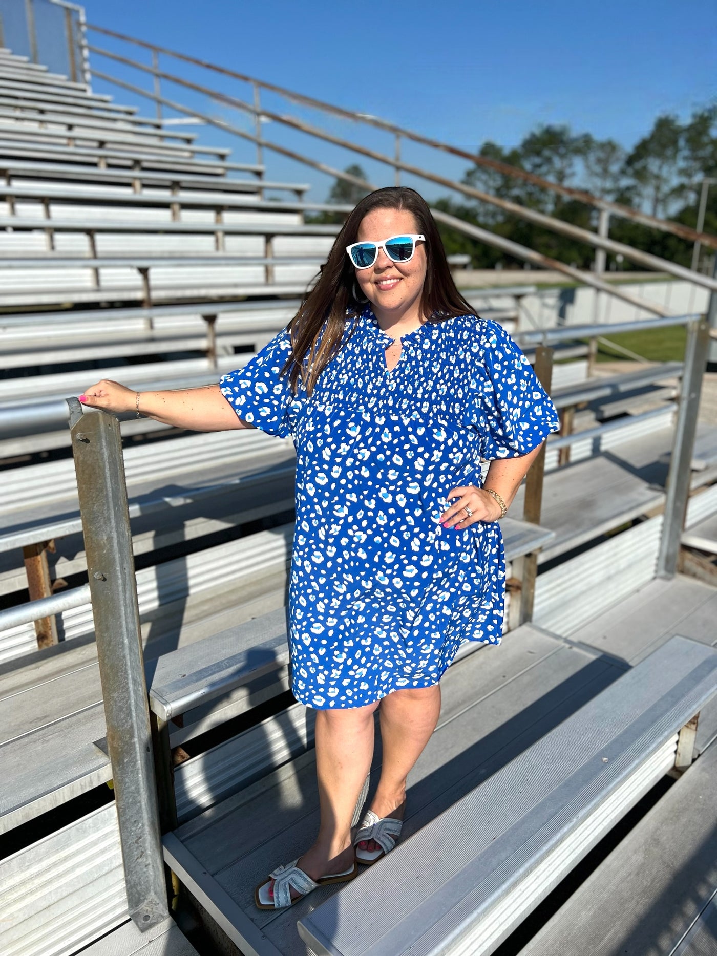 Amelia Dress Party Animal Blue + White